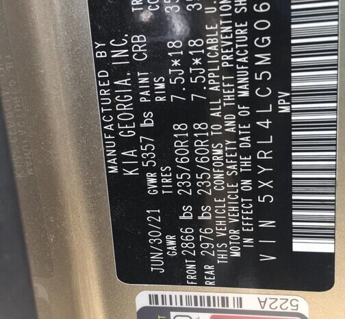 
								Salvaged Cars 2021 Kia Sorento full									
